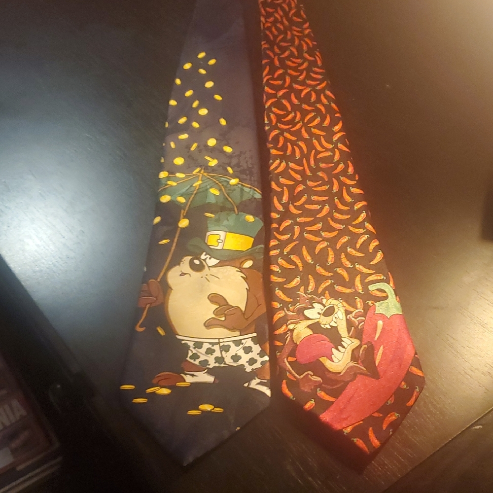 Warner Bros. Looney Tunes Taz Ties - Black and Red Yellow and Green.